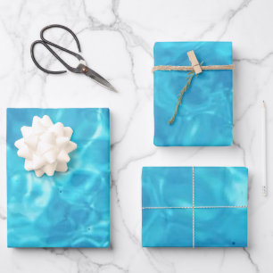 Wasserspass im Pool Blau Geschenkpapier Set