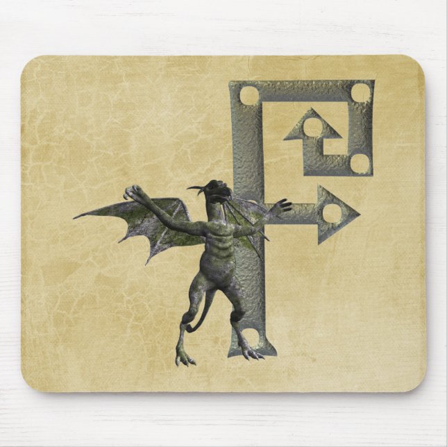 Wasserspeier-Monogramm F Mousepad (Vorne)