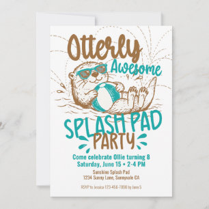 Wasserspielplatz-Party Otter Kinder Sommerpool Hin Einladung
