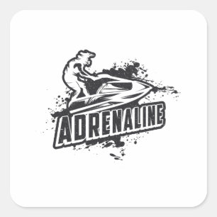 Wassersport Jetski Adrenalin Jetski fahren Wasserm Quadratischer Aufkleber