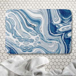 Wassersportwellen am Strand Aquarellblau Wirbel Badematte
