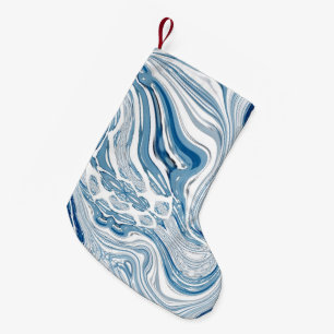 Wassersportwellen am Strand Aquarellblau Wirbel Kleiner Weihnachtsstrumpf