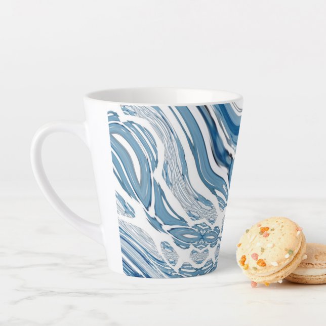 Wassersportwellen am Strand Aquarellblau Wirbel Milchtasse (Beispiel)