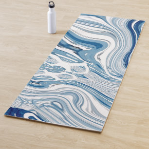 Wassersportwellen am Strand Aquarellblau Wirbel Yogamatte