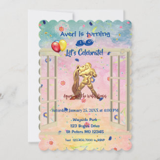 Wasserträger (20. - 18. Februar) Trendy Birthday Einladung