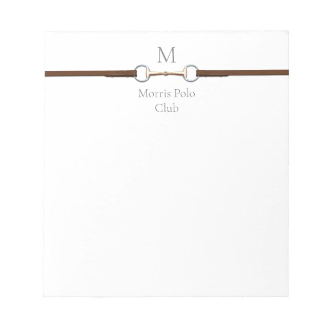 Wassertrense-Monogramm Reitsport Notizblock (Vorderseite)