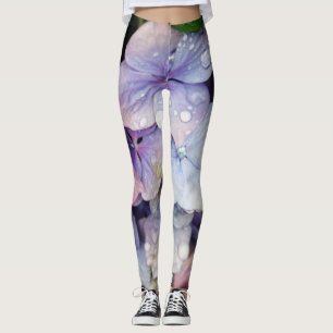 Wassertropfen auf blaue Blume Leggings
