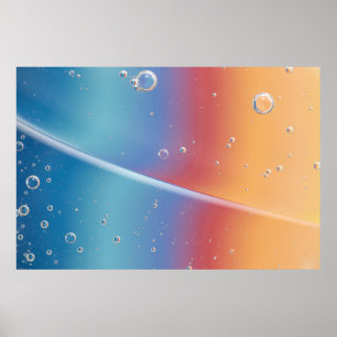 WASSERTROPFEN AUF BLAUEN KUNSTSTOFF POSTER