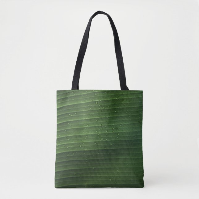 Wassertropfen auf grünem Blatt Tasche (Vorderseite)