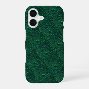 Wassertropfen auf grünem Metall iPhone 16 Hülle