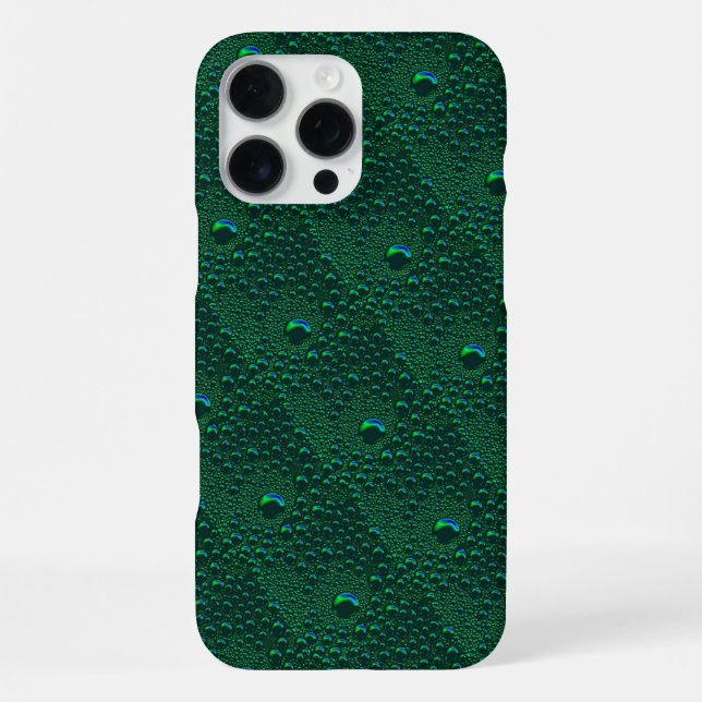 Wassertropfen auf grünem Metall iPhone 16 Pro Max Hülle (Rückseite)