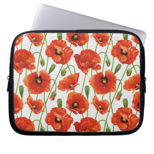 Wassertropfen auf niedlichen Mohnblumen Laptopschutzhülle
