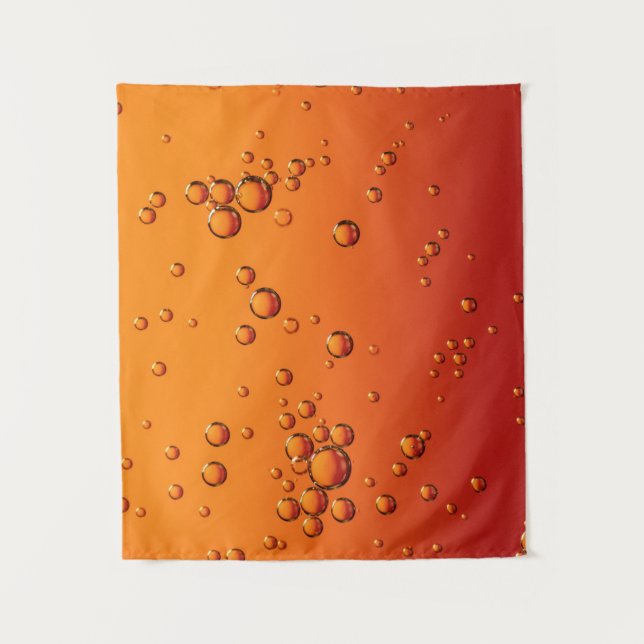 Wassertropfen auf orangefarbener Oberfläche Wandteppich (Vorderseite)
