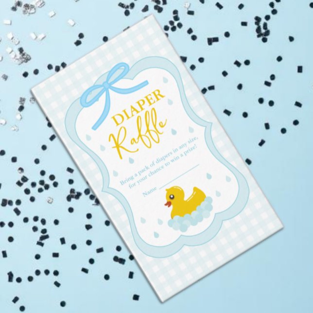 Wassertropfen Gingham-Baby-Shower-Windel-Raffle Begleitkarte (Von Creator hochgeladen)