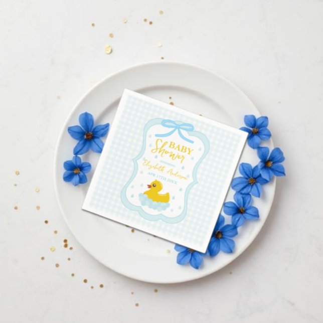 Wassertropfen Gingham-Junge-Baby-Party Serviette (Von Creator hochgeladen)