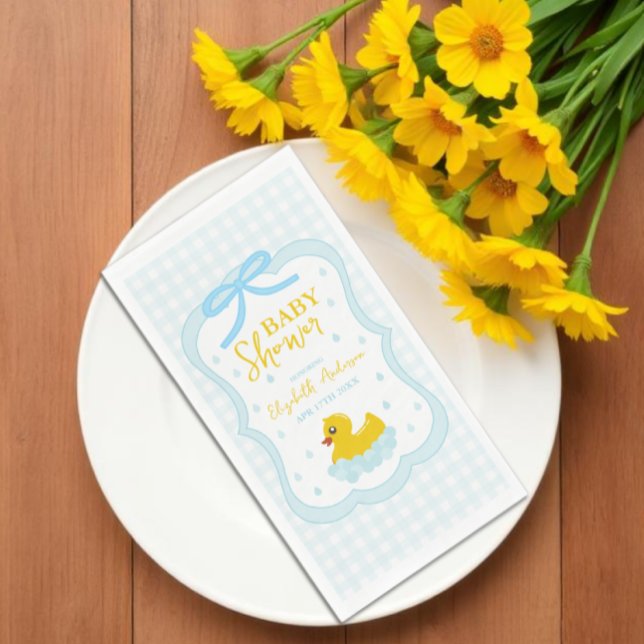 Wassertropfen Gingham-Junge-Baby-Party-Servietten Serviette (Von Creator hochgeladen)