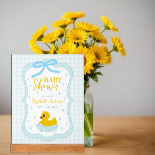 Wassertropfen Gingham-Junge-Baby-Party-Willkommen Acrylschild
