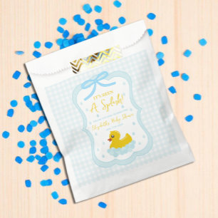 Wassertropfen Gingham-Junge Baby Shower Danke Geschenktütchen