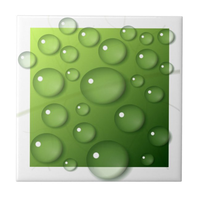 Wassertropfen im Hintergrund des grünen Platzes Fliese (Vorderseite)