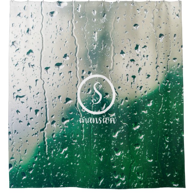 Wassertropfen mit individualisierbaren Logos und T Duschvorhang (Vorderseite)