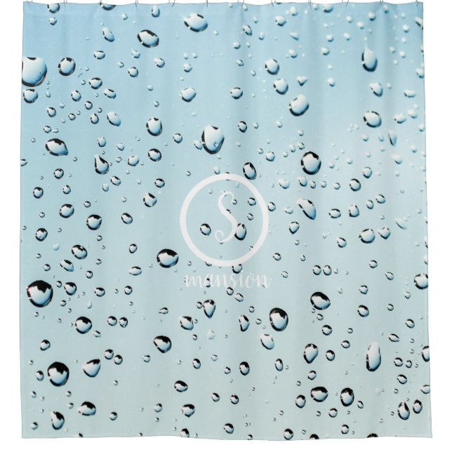 Wassertropfen mit individuell anpassbarem Logo und Duschvorhang (Vorderseite)
