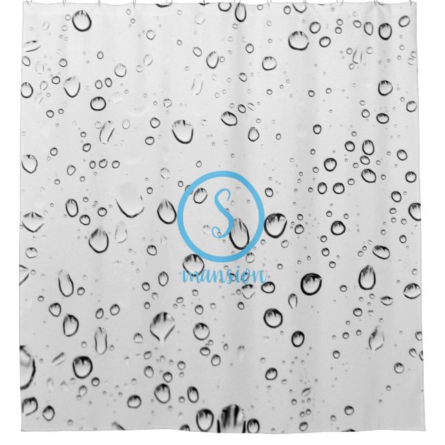 Wassertropfen mit individuell anpassbarem Logo und Duschvorhang (Vorderseite)