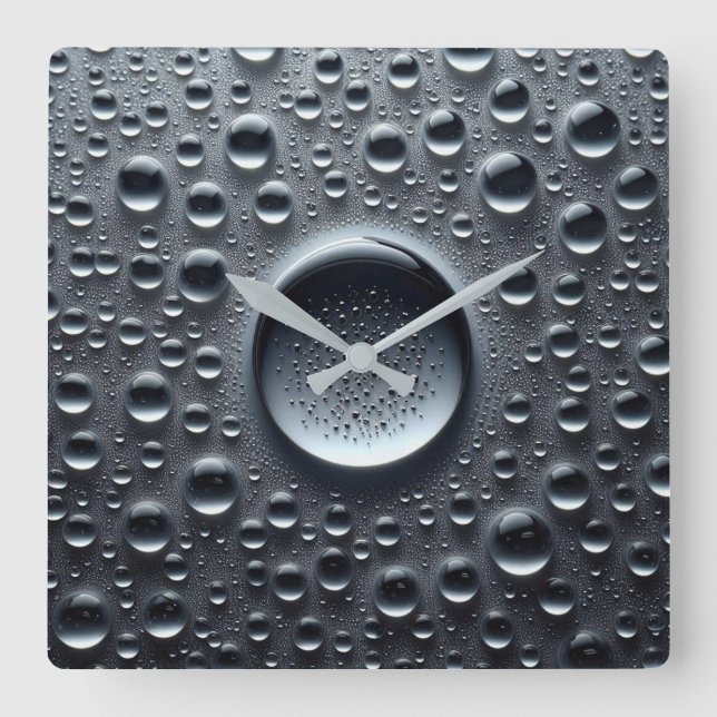 Wassertropfen Quadratische Wanduhr (Vorderseite)
