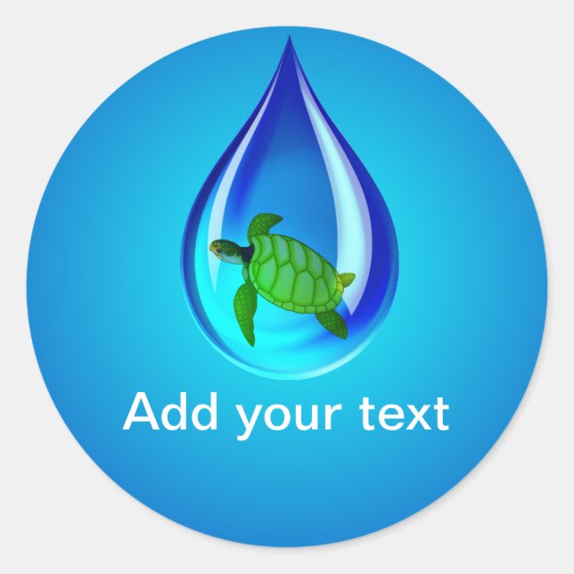 Wassertropfen und Meeresschildkröten Runder Aufkleber (Vorderseite)