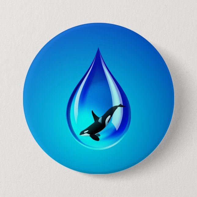 Wassertropfen und Orca Button (Vorderseite)