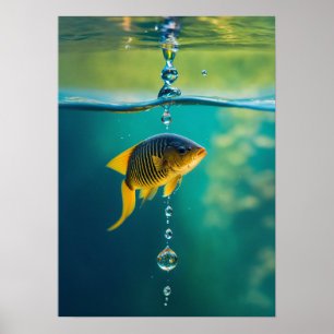 Wassertropfen verwandelt sich mit einem Soft in ta Poster