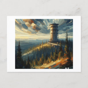 Wasserturm in der Landschaft, Postkarte