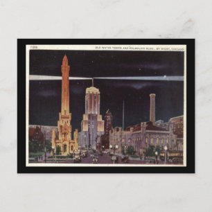 Wasserturm und Palmolive Gebäude, Chicago Vintag Postkarte