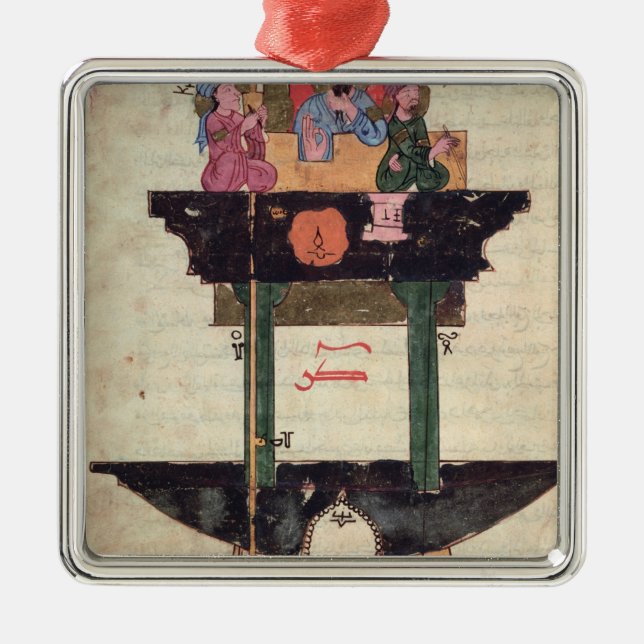 Wasseruhr mit automatisierten Zahlen Silbernes Ornament (Vorne)