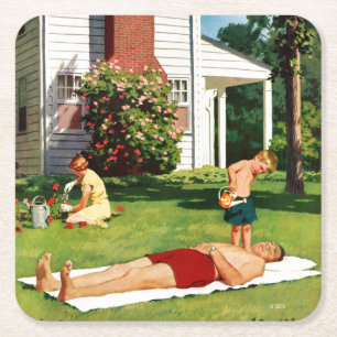 Wasservater Rechteckiger Pappuntersetzer