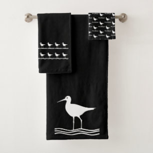 Wasservogel Bad Schwarz-Weiß-Handtuch-Set Badhandtuch Set