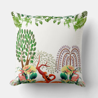 Wasservögel Flamingo Couple Tree of Life Grüne Kissen