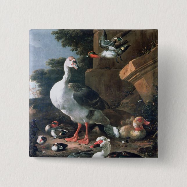 Wasservögel in einer klassischen Landschaft, 17. Button (Vorderseite)
