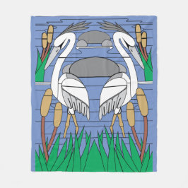 Wasservögel Swan Couple Wassercolor Teichlandschaf Fleecedecke