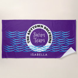 Wasserwaagen Schwimmteam Personalisiert Lila Strandtuch