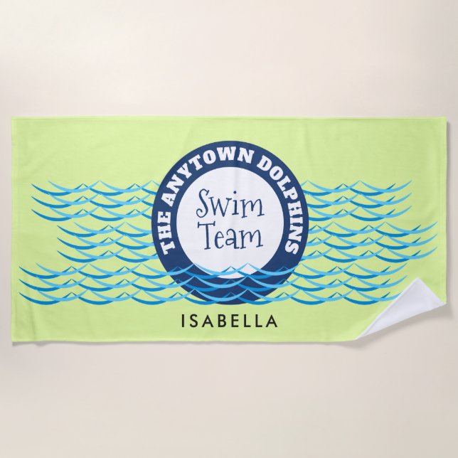Wasserwaagen Schwimmteam Personalisiert Strandtuch (Vorderseite)
