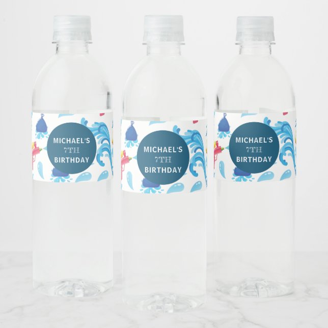 Wasserwaffe Sommergeburtstag Personalisierte Party (Flaschen)