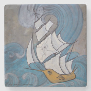 Wasserwings Pirate Ship Bird Nautical Art Marmor Steinuntersetzer