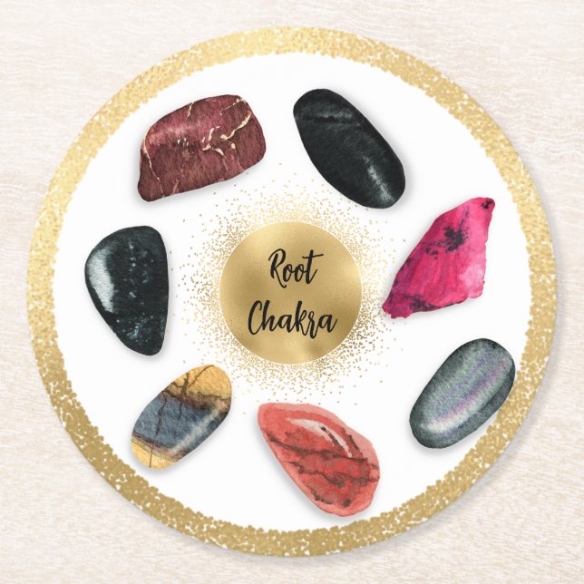 *~* Wasserwurzel AP64 Emoto Chakra Paper Untersetz Runder Pappuntersetzer (Vorderseite)