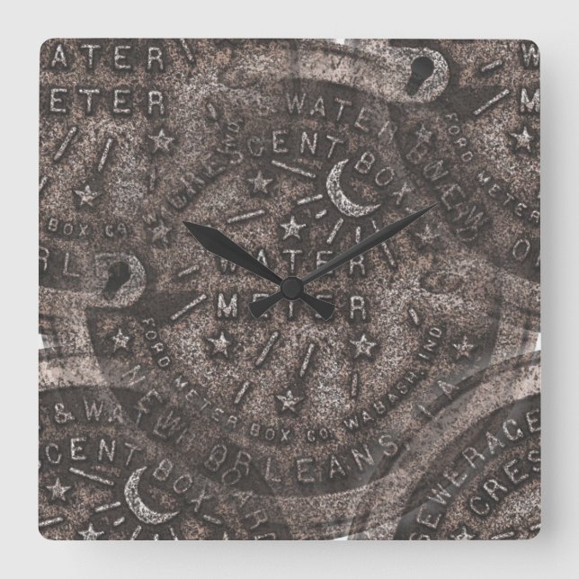 Wasserzähler, New Orleans Quadratische Wanduhr (Vorderseite)