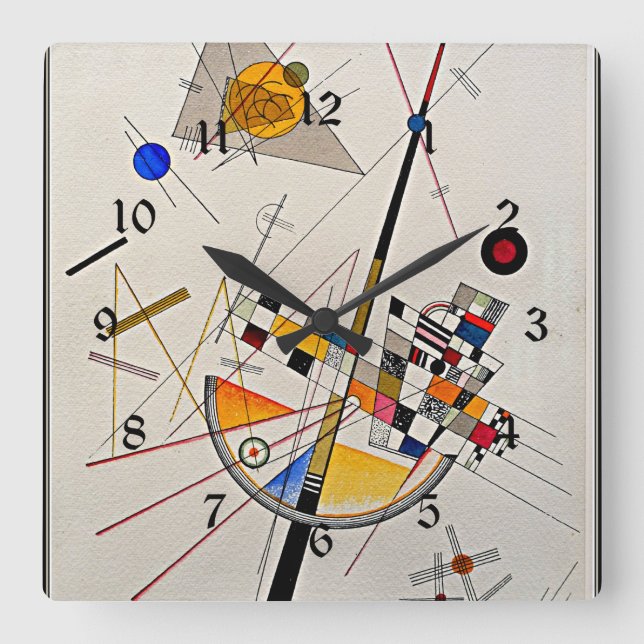 Wassily Kandinsky Artwork Quadratische Wanduhr (Vorderseite)