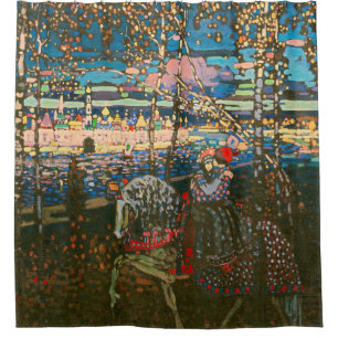 Wassily Kandinsky Das reitende Paar Russische Kuns Duschvorhang