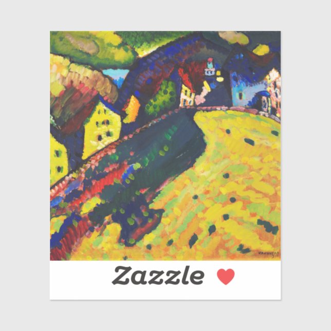 Wassily Kandinsky. Häuser in Murnau. Expressionism Aufkleber (Blatt)