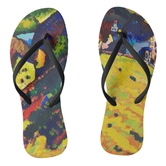 Wassily Kandinsky Houses at Murnau. Expressionismu Flip Flops (Fußbett)
