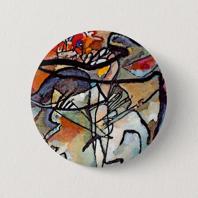 Wassily Kandinsky - Komposition Fünf Abstrakte Kun Button (Vorderseite)