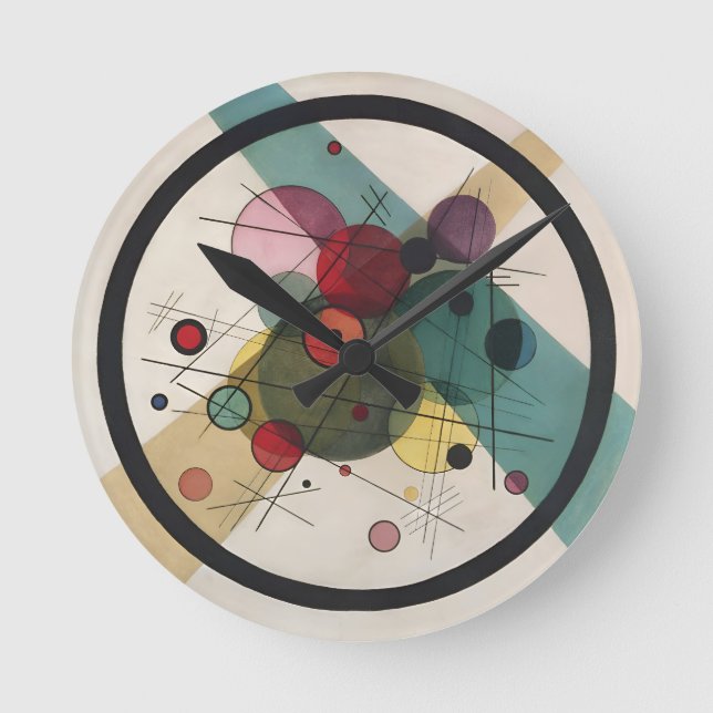 Wassily Kandinsky-Kreise in einem Kreis Runde Wanduhr (Vorderseite)